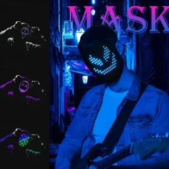 Halloween LED Mask Gesture Light Mask Change Face Induction Party Performance Atmosphere Props