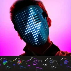 Halloween LED Mask Gesture Light Mask Change Face Induction Party Performance Atmosphere Props