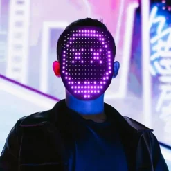 Halloween LED Mask Gesture Light Mask Change Face Induction Party Performance Atmosphere Props