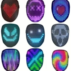 Halloween LED Mask Gesture Light Mask Change Face Induction Party Performance Atmosphere Props