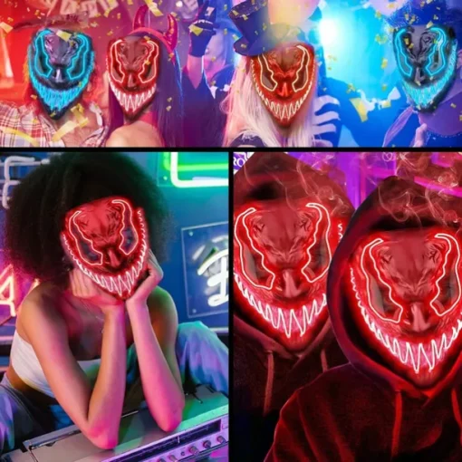 Halloween Mask LED Purge Light Up With Lighting Deadpool Mask Scary Costume for Carnival Cosplay Party Easy Halloween Costumes