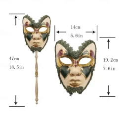 Halloween Mask Venetian Mask Mask On a Stick Carnival Mask Adults' Unisex Halloween Carnival Mardi Gras Party Evening Wear Masquerade Prom Easy Halloween Costumes Dress Up