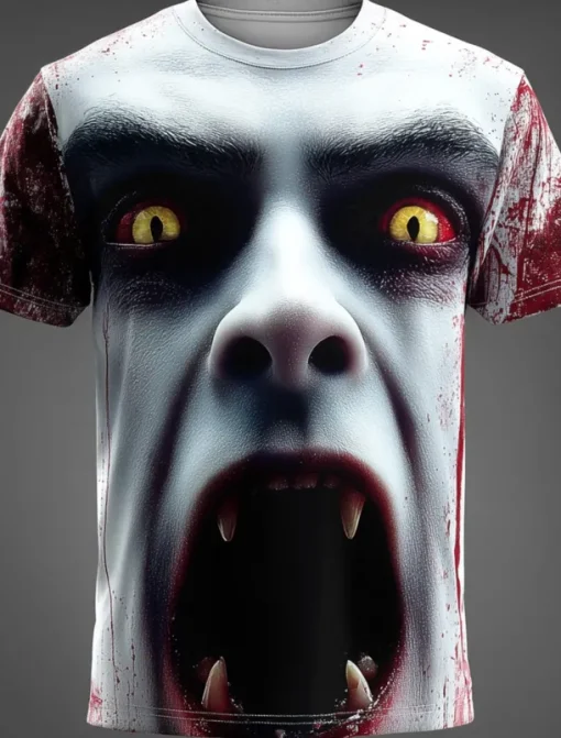 Halloween Men's Animal Optical Illusion 3D T Shirt Short Sleeve T shirt 3D Print Crew Neck Shirt Exaggerated Designer Horror Party Street Casual White Red Gray Summer Spring All Seasons Clothing