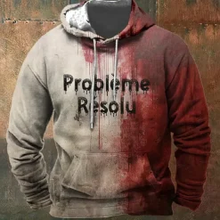 Halloween Men's Blood stains Hoodie Hoodies Sweatshirt Exaggerated Funny Long Sleeve Hooded Sports Outdoor Holiday Streetwear Red / White Print Front Pocket Spring & Fall Designer