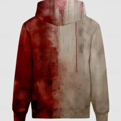 Halloween Men's Blood stains Hoodie Hoodies Sweatshirt Exaggerated Funny Long Sleeve Hooded Sports Outdoor Holiday Streetwear Red / White Print Front Pocket Spring & Fall Designer