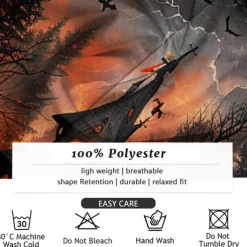 Halloween Men's Castle Halloween Costumes Shirt Button Up Shirt Long Sleeve Casual Dark Party Evening Wear Fall Winter Spring & Summer Turndown Shirt Collar Button Up 3D Print Orange