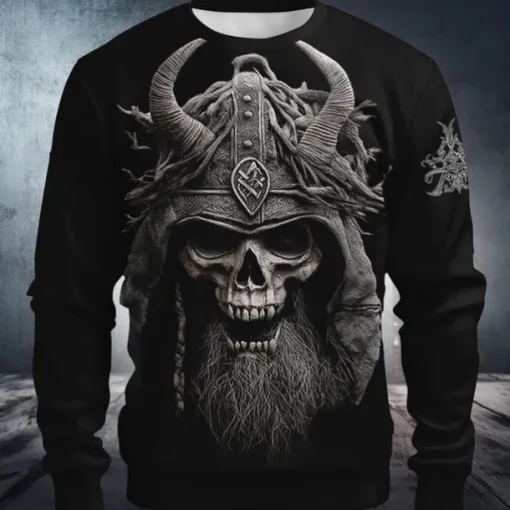 Halloween Men's Devil Reaper Sweatshirt Punk Party Long Sleeve Crew Neck Vacation Holiday Black 1 Black Crewneck 3D All Seasons Designer