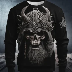 Halloween Men's Graphic Devil Reaper Sweatshirt Punk Party Long Sleeve Crew Neck Vacation Holiday Black 1 Black Crewneck 3D Print 3D All Seasons Designer