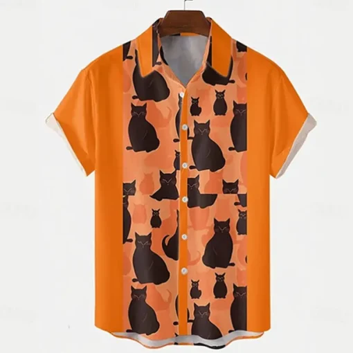 Halloween Men's Halloween Costumes Skulls Shirt Summer Shirt Button Up Shirt Short Sleeve Dark Gothic Style Outdoor Vacation Dailywear Summer Spring Turndown 3D Print Collared Shirts Front One Pocket