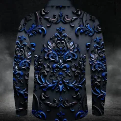 Halloween Men's Halloween Costumes Day of the Dead Button Up Shirt Long Sleeve Dark Party Evening Wear Fall Spring & Summer Shirt Collar Button Up 3D Print Red Blue Purple Green