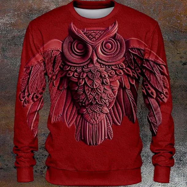 Halloween Men's Owl Hoodies Sweatshirt Long Sleeve Sweatshirt Crew Neck Fashion Cool Daily 3D Print 3D Print Fall Winter