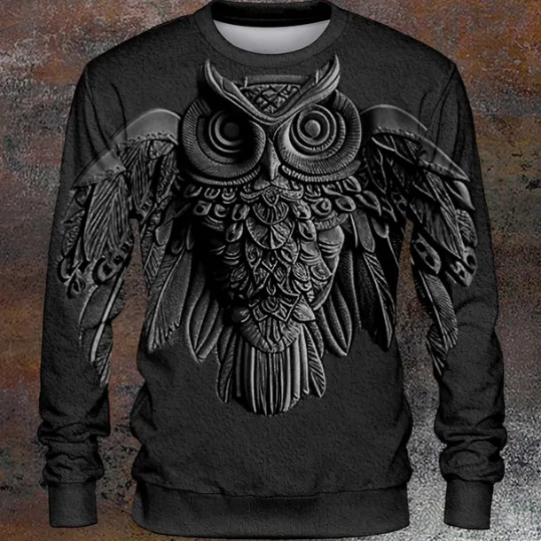 Halloween Men's Owl Hoodies Sweatshirt Long Sleeve Sweatshirt Crew Neck Fashion Cool Daily 3D Print 3D Print Fall Winter