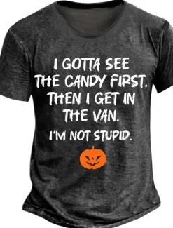 Halloween Men's Pumpkin Funny Slang T shirt Short Sleeve T shirt 3D Print Crew Neck Shirt Retro Vintage Casual Street Style Street Sports Outdoor Casual Navy Blue Dark Gray Spring & Summer Clothing