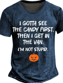 Halloween Men's Pumpkin Funny Slang T shirt Short Sleeve T shirt 3D Print Crew Neck Shirt Retro Vintage Casual Street Style Street Sports Outdoor Casual Navy Blue Dark Gray Spring & Summer Clothing