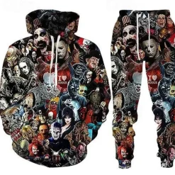 Halloween Michael Myers Pants Outfits Hoodie Print Graphic For Couple's Men's Women's Adults' Halloween Carnival Masquerade 3D Print Casual Daily