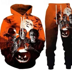 Halloween Michael Myers Pants Outfits Hoodie Print Graphic For Couple's Men's Women's Adults' Halloween Carnival Masquerade 3D Print Casual Daily