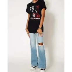 Halloween Michael Myers T-shirt Print Graphic For Couple's Men's Women's Adults' Halloween Carnival Masquerade Hot Stamping Casual Daily