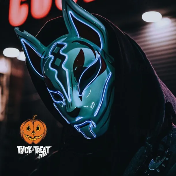 Halloween Neon Mask Led Mask Masque Masquerade Party Masks Light Glow In The Dark Funny Masks