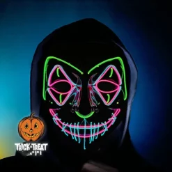 Halloween Neon Mask Led Mask Masque Masquerade Party Masks Light Glow In The Dark Funny Masks