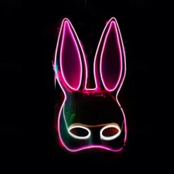 Halloween Neon Mask Led Mask Masque Masquerade Party Masks Light Glow In The Dark Funny Masks