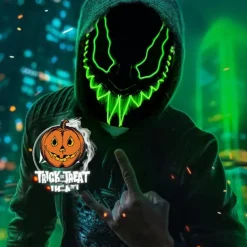Halloween Neon Mask Led Mask Masque Masquerade Party Masks Light Glow In The Dark Funny Masks