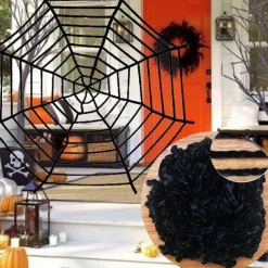 Halloween New Spider Web Triangular Net Simulation Super Plush Spider Ghost Festival Indoor And Outdoor Decoration Props