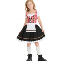 Halloween Oktoberfest Dress Costume Dirndl Oktoberfest / Beer Bavarian Cosplay Costume Wiesn Wiesn Girls' Carnival Party / Evening Traditional Style Cloth Dress Apron