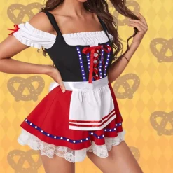 Halloween Oktoberfest Dress Blouse / Shirt Dirndl Maid Bavarian Couple German Munich Traditional Costume Dress Wiesn Women's Traditional Style Cloth Dress