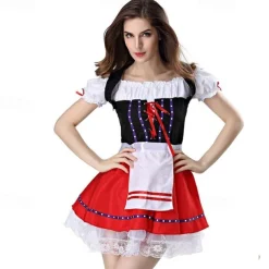 Halloween Oktoberfest Dress Blouse / Shirt Dirndl Maid Bavarian Couple German Munich Traditional Costume Dress Wiesn Women's Traditional Style Cloth Dress