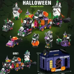 Halloween Party Favors Toys for Kids, Halloween Haunted House 6 in 1 Building Blocks Set Gift 601PCS,Halloween Toys Mini Cute Bricks Goodie Bags Fillers Classroom Prizes for Boys or Girls 6-12