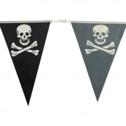Halloween Pirate Banner Skull Pirate Flag Pirate Decorations Pirate Ship Pennant Bunting Decor for Wedding Celebration Decor Outdoor Party Supplies 5M