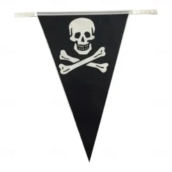 Halloween Pirate Banner Skull Pirate Flag Pirate Decorations Pirate Ship Pennant Bunting Decor for Wedding Celebration Decor Outdoor Party Supplies 5M