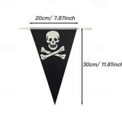 Halloween Pirate Banner Skull Pirate Flag Pirate Decorations Pirate Ship Pennant Bunting Decor for Wedding Celebration Decor Outdoor Party Supplies 5M
