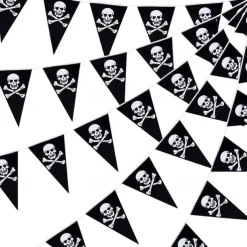Halloween Pirate Banner Skull Pirate Flag Pirate Decorations Pirate Ship Pennant Bunting Decor for Wedding Celebration Decor Outdoor Party Supplies 5M