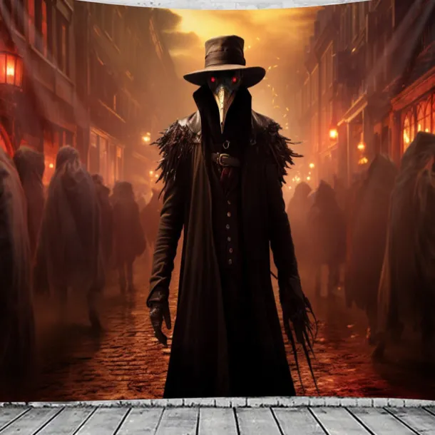 Halloween Plague Doctor Hanging Tapestry Wall Art Large Tapestry Mural Decor Photograph Backdrop Blanket Curtain Home Bedroom Living Room Decoration Halloween Decorations