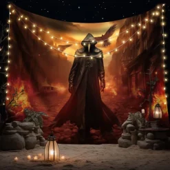 Halloween Plague Doctor Hanging Tapestry Wall Art Large Tapestry Mural Decor Photograph Backdrop Blanket Curtain Home Bedroom Living Room Decoration Halloween Decorations