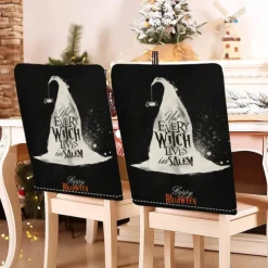 Halloween Printed Dining Chair Covers - Festive Spooky Design, Stretchable and Durable, Perfect for Dining Room Party Decorations