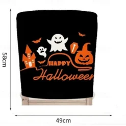 Halloween Printed Dining Chair Covers - Festive Spooky Design, Stretchable and Durable, Perfect for Dining Room Party Decorations