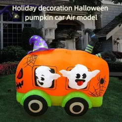 Halloween Pumpkin Car Inflatable Garden Decoration Atmosphere Arrangement 1.5m Inflatable LED Cross-border Pumpkin Devil Ornament