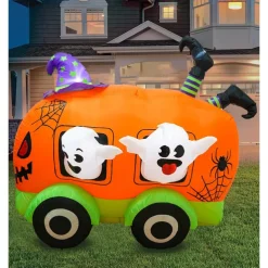 Halloween Pumpkin Car Inflatable Garden Decoration Atmosphere Arrangement 1.5m Inflatable LED Cross-border Pumpkin Devil Ornament