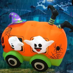 Halloween Pumpkin Car Inflatable Garden Decoration Atmosphere Arrangement 1.5m Inflatable LED Cross-border Pumpkin Devil Ornament