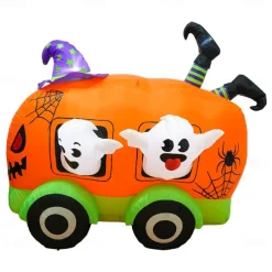 Halloween Pumpkin Car Inflatable Garden Decoration Atmosphere Arrangement 1.5m Inflatable LED Cross-border Pumpkin Devil Ornament