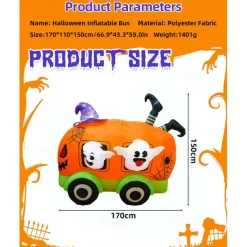 Halloween Pumpkin Car Inflatable Garden Decoration Atmosphere Arrangement 1.5m Inflatable LED Cross-border Pumpkin Devil Ornament