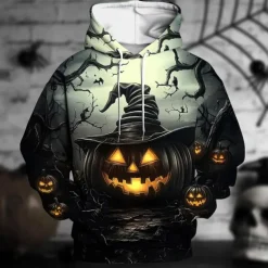 Halloween Pumpkin Hoodie Pullover Halloween 3D Front Pocket Graphic For Couple's Men's Women's Adults' Halloween Carnival Masquerade 3D Print Party Festival