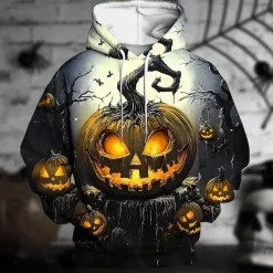 Halloween Pumpkin Hoodie Pullover Halloween 3D Front Pocket Graphic For Couple's Men's Women's Adults' Halloween Carnival Masquerade 3D Print Party Festival