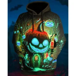 Halloween Pumpkin Hoodie Pullover Anime 3D Front Pocket Graphic For Couple's Men's Women's Adults' Halloween Carnival Masquerade 3D Print Party Casual Daily
