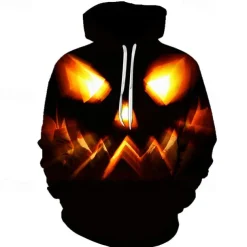 Halloween Pumpkin Hoodie Cartoon Manga Anime 3D Front Pocket Graphic For Couple's Men's Women's Adults' Halloween Carnival Masquerade 3D Print Casual Daily