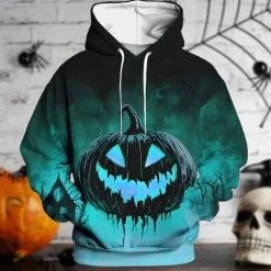 Halloween Pumpkin Hoodie Pullover Halloween 3D Front Pocket Graphic For Couple's Men's Women's Adults' Halloween Carnival Masquerade 3D Print Party Festival
