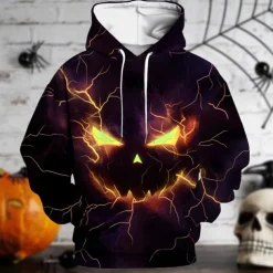 Halloween Pumpkin Hoodie Pullover Halloween 3D Front Pocket Graphic For Couple's Men's Women's Adults' Halloween Carnival Masquerade 3D Print Party Festival