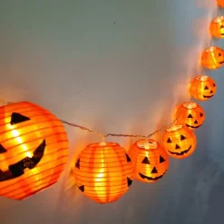 Halloween Pumpkin Lantern String Lights 2m 10LEDs Jack O Lantern Pumpkin Lamp for Halloween Party Garden Home Balcony Outdoor DIY Decor Light
